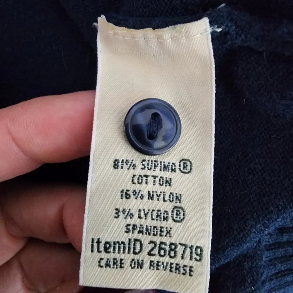 L.L. Bean Cotton Blend Navy Button-Front Cardigan | Women's Medium